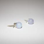 Blue Lace Agate And Sterling Silver Stud Earrings..