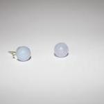 Blue Lace Agate And Sterling Silver Stud Earrings..