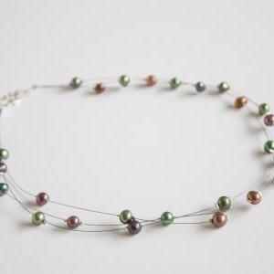 Multi-strand Floating Illusion Necklace Green And..
