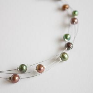Multi-strand Floating Illusion Necklace Green And..