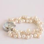 Ivory Freshwater Pearl Bridal Watch Bracelet, June..