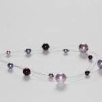 Purple Glass Pearl Multi Strand Illusion Necklace