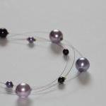Purple Glass Pearl Multi Strand Illusion Necklace