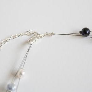 Hera Multi Strand Illusion Necklace In Black Pearl..
