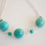 Turquoise And Chain Necklace, December Birthstone..