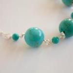 Turquoise And Chain Necklace, December Birthstone..