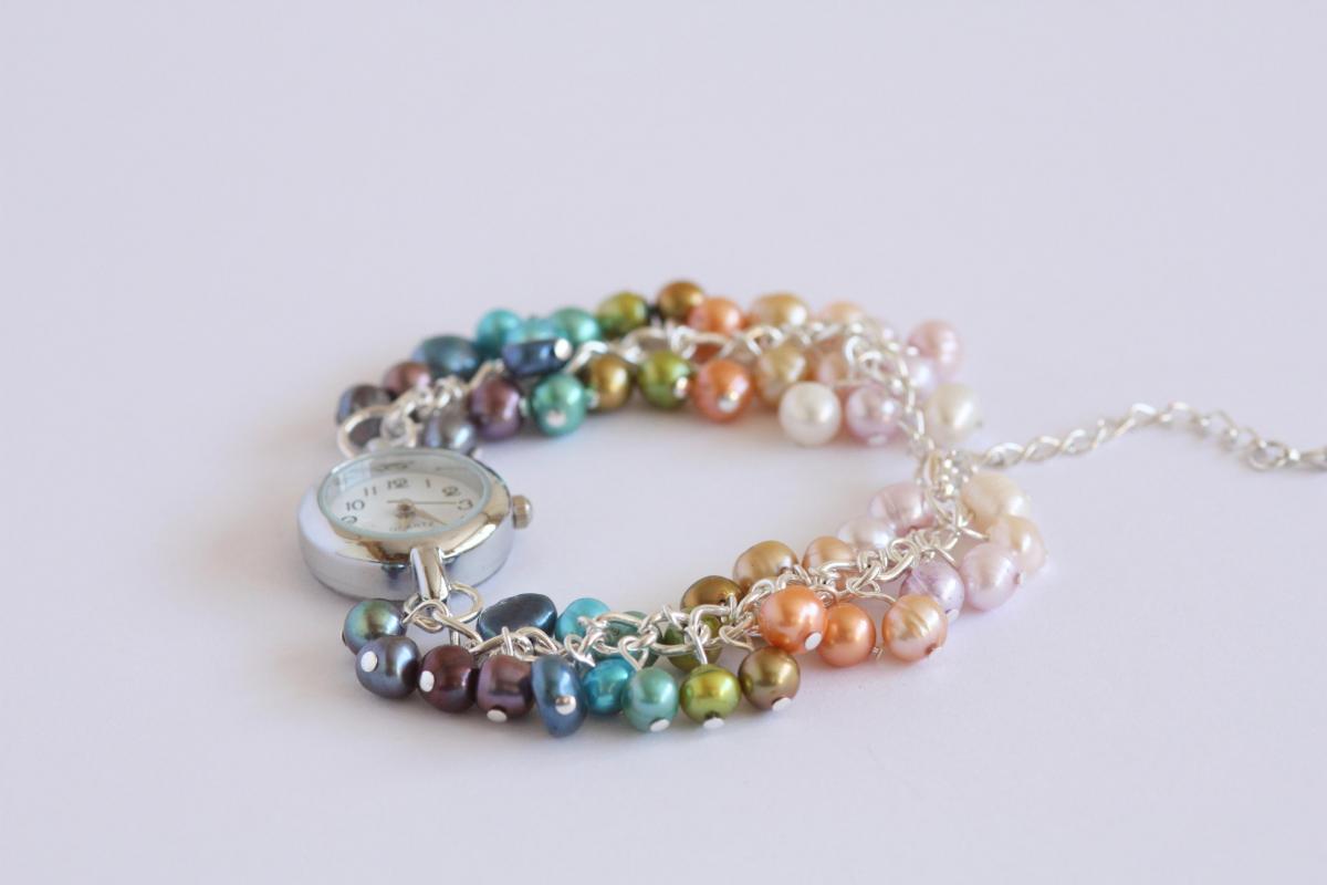 Rainbow Freshwater Pearls Bracelet Watch