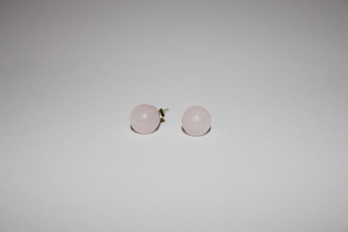 Rose Quartz Stud Earrings On Sterling Silver Posts