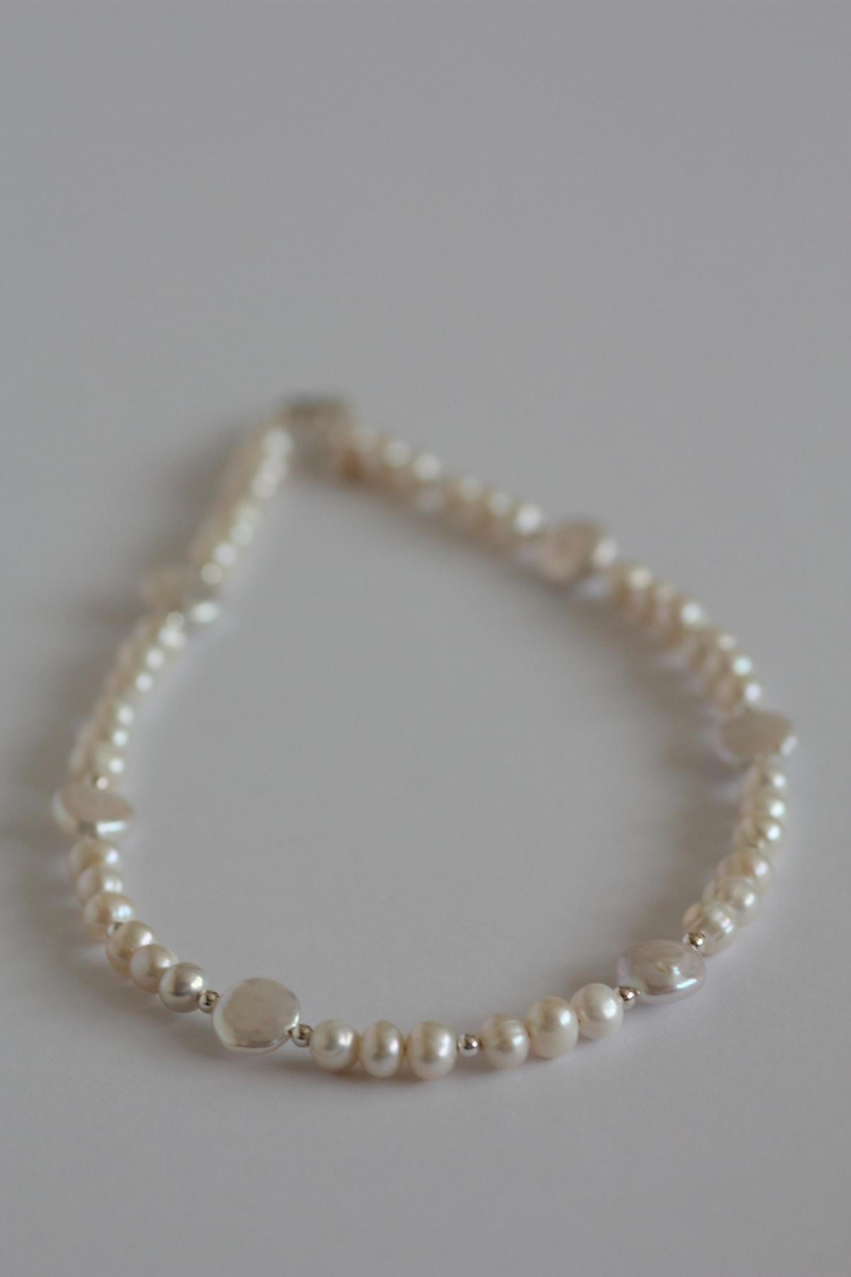 Ivory Freshwater Pearl, Coin Pearl And Sterling Silver Necklace