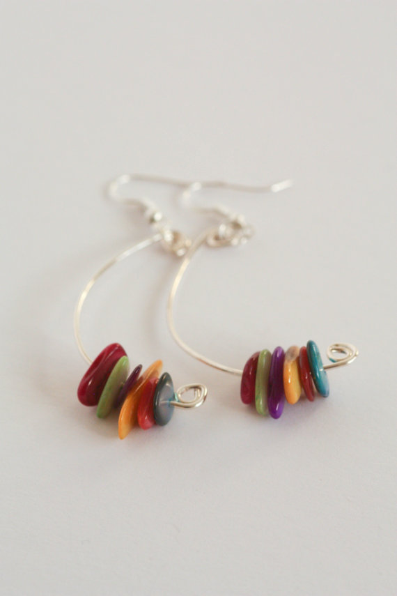 •MOSAIC• mother of pearl + silver dangle earrings